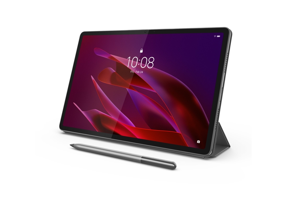 Lenovo - Vikbart fodral för surfplatta - polyuretan (PU) - luna gray - för Yoga Tab ZAG6