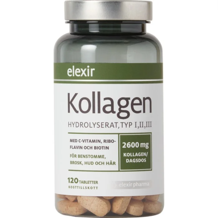 Elexir Pharma Kollagen Hydrolyserat Typ I,II,III 120 tabletter