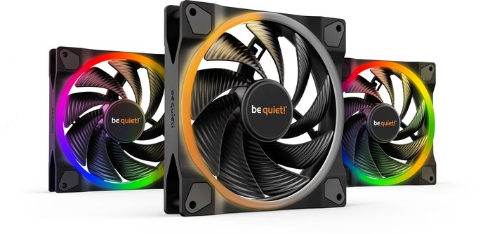 Fläkt 140 mm be quiet! LIGHT WINGS, PWM, high-speed, 3-pack, aRGB - Svart, bild 2