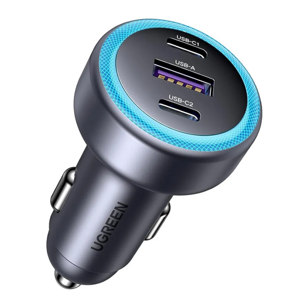 UGREEN EC307 billaddare 30W, 3A, 1 x USB-A / 2 x USB-C – Grå