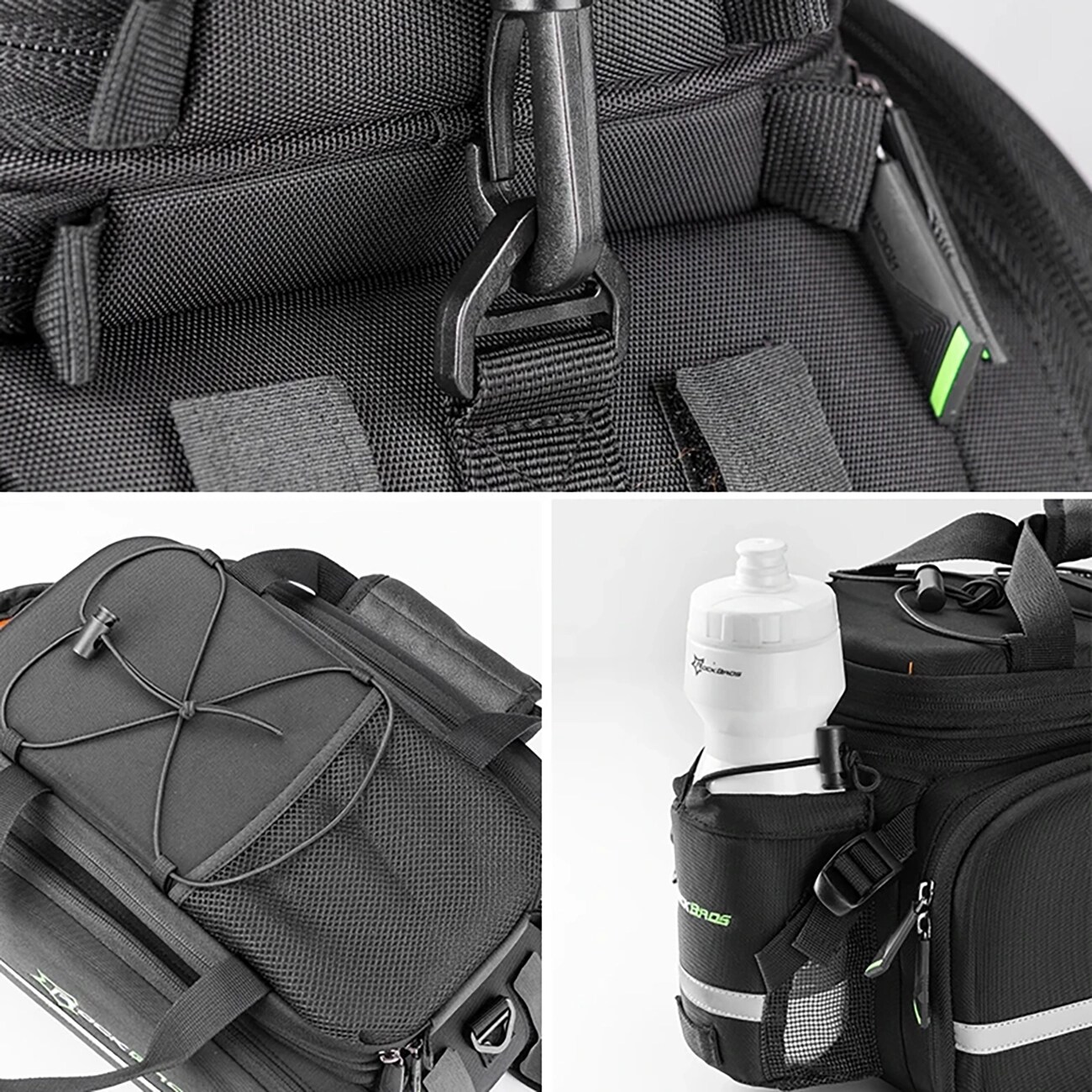 Rockbros cykelväska för bagageutrymme 35 l med utfällbara fickor - svart / Pakethållarväska, bild 5