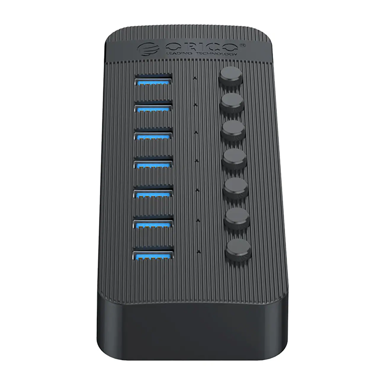 Orico CT2U3-7AB 7x USB-A 3.0-hubb med switchar - svart, bild 3