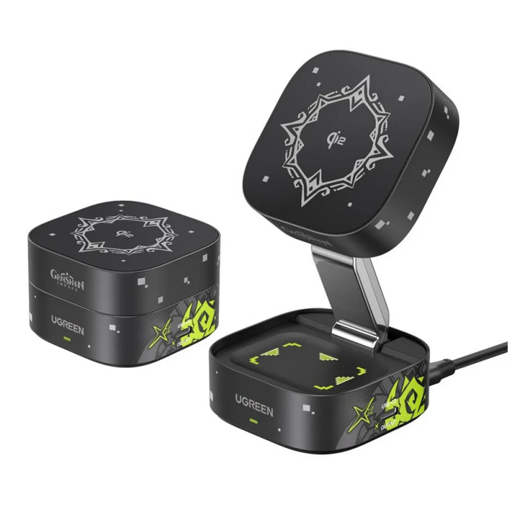 UGREEN Genshin Impact Edition W702 2-i-1 trådlös laddare – svart