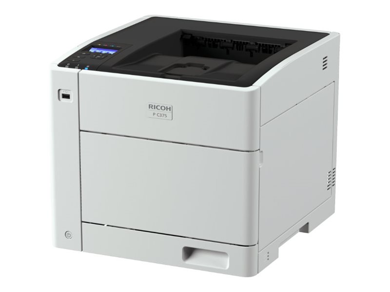 Ricoh P C375 - Skrivare - färg - laser - A4/Legal - 1200 x 1200 dpi - upp till 32 sidor/minut (mono)/ upp till 32 sidor/minut (färg) - kapacitet: 250 ark - USB 2.0, Gigabit LAN, USB 2.0-värd