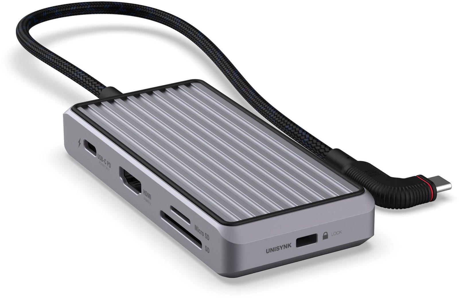 Unisynk 8 Port USB-C Hub V2 4K60Hz 100W Grå, bild 3