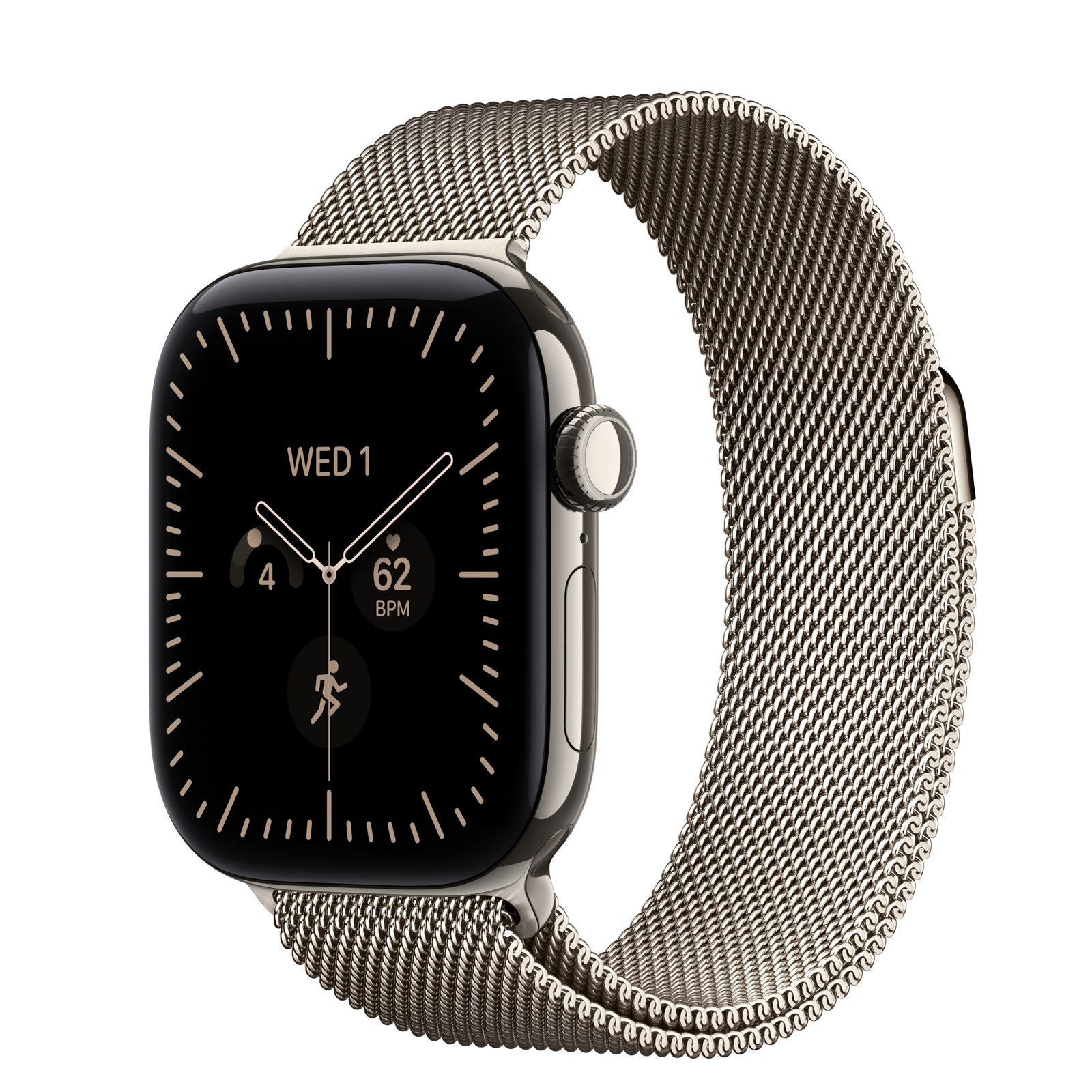 Apple Watch Series 12 GPS + Cellular 42 mm naturlig titan, naturlig Milanesisk loop