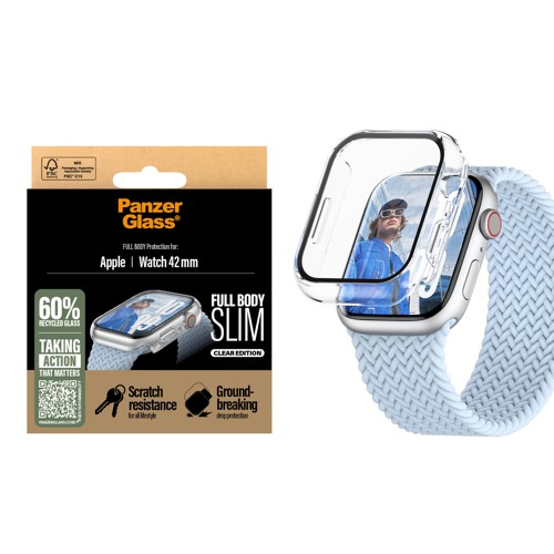 PanzerGlass Apple Watch Series 10 42 mm Snappie helkropps slim, transparent