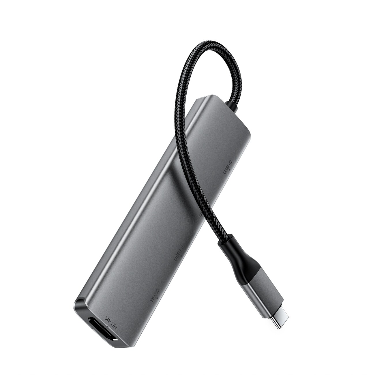 Acefast J18 USB-hubb med USB-C, 6-i-1, HDMI 4K 60 Hz, PD 90 W, dockningsstation – grå, bild 3