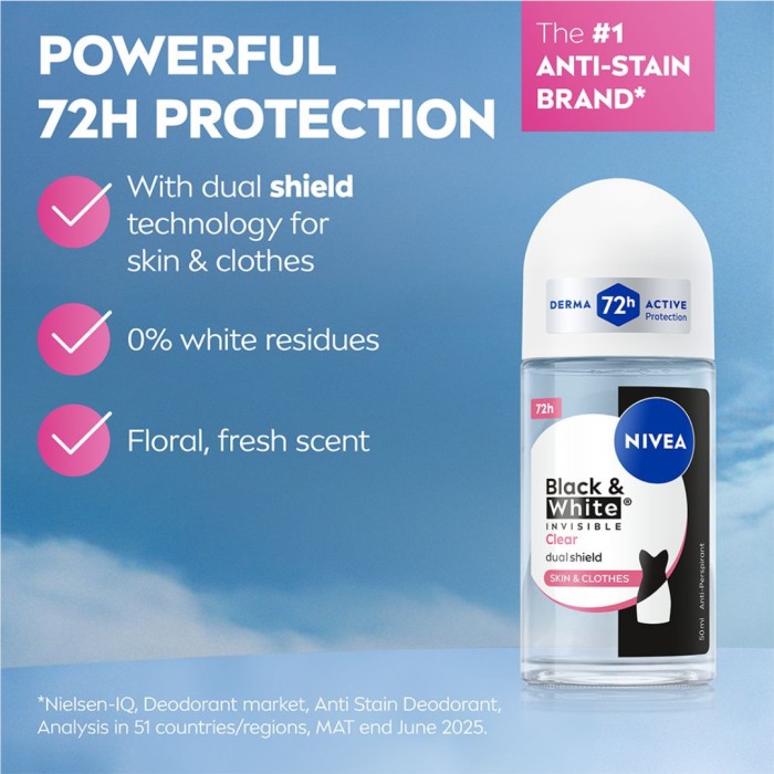 NIVEA Antiperspirant Deo Black & White Original Roll On 50 ml, bild 2