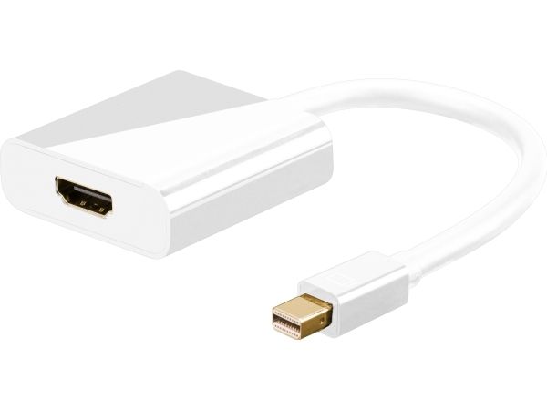 Goobay miniDisplayPort/HDMI, 0,1 m, Mini DisplayPort, HDMI Typ A (standard), Vit, 1 styck