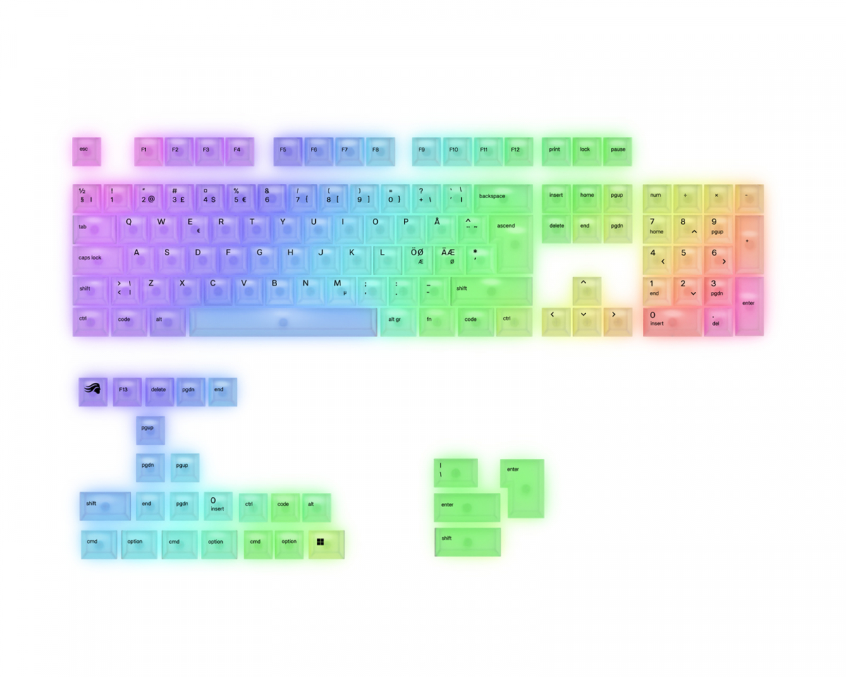 Glorious Polychroma V2 RGB Keycaps - 131 Polykarbonat Caps Nordic ISO