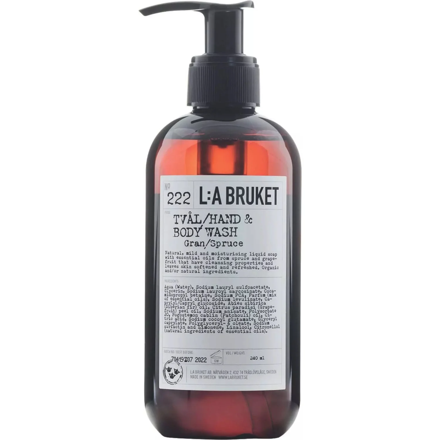 L:a Bruket Hand & Body Wash 222 Spruce 240 ml