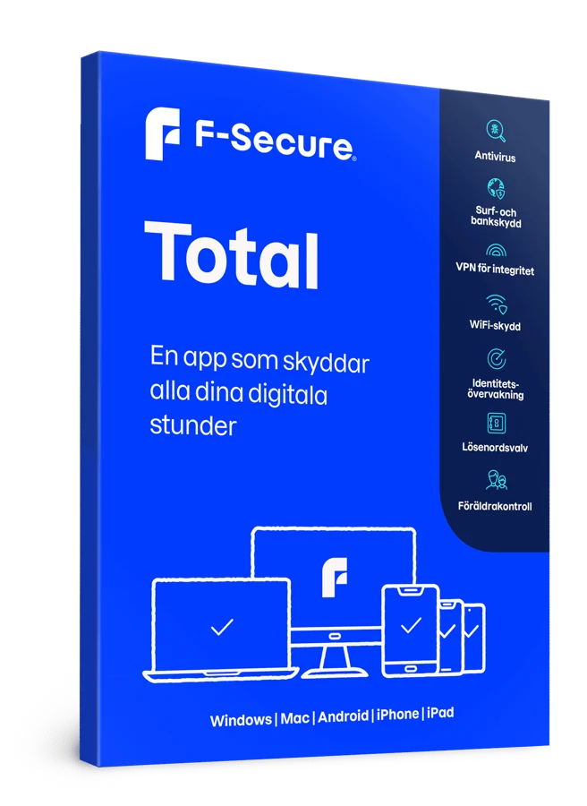 F-Secure Total 2 år, 5 enheter (Vid köp av dator, surfplatta eller telefon)
