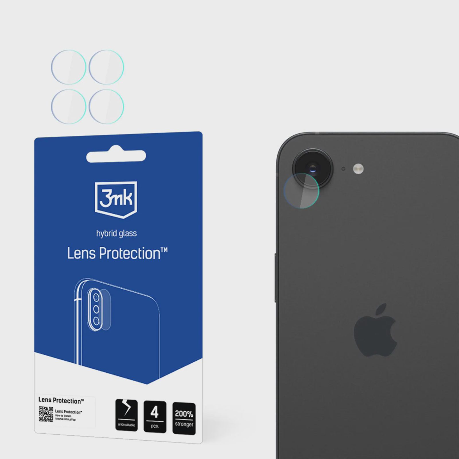 3mk Hybridglas-skydd för kameralinsen på Apple iPhone 16E