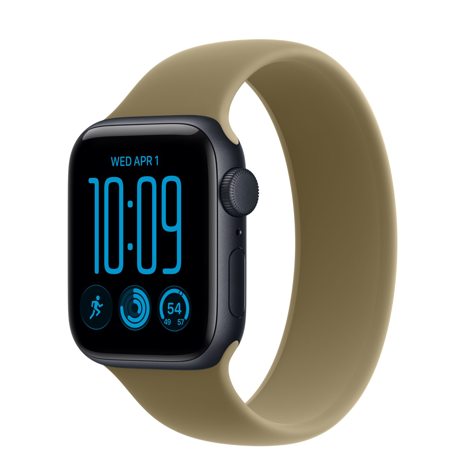 Apple Watch SE 3 (GPS) • Aluminiumboett midnatt, 40 mm • Sololoop oliv