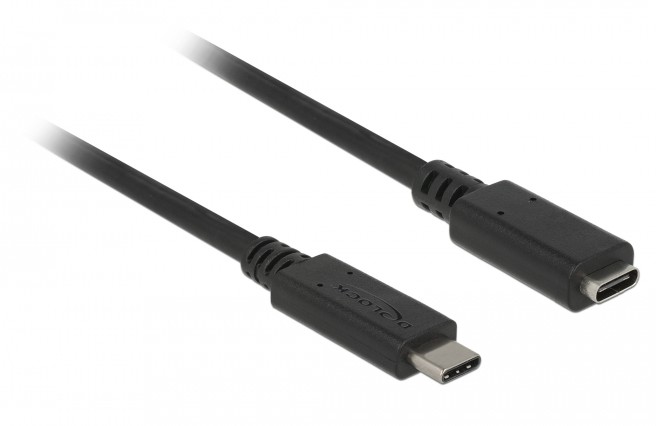 Förlängningskabel DeLOCK, USB-C ha till USB-C ho, USB 3.2 Gen.1, 60W PD, 2 meter - Svart, bild 3