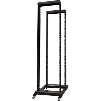 19 golvstativ på hjul, 42U, 600x800 mm, omonterat, svart