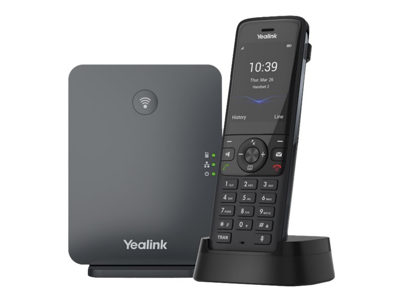 Yealink W78P - Trådlös VoIP-telefon - med Bluetooth interface med nummerpresentation - 1900 MHz - DECT - 3-riktad samtalsförmåg - SIP, SIP v2, VQ-RTCPXR, RTCP-XR - 10 linjer - svart, klassiskt grå, bild 2