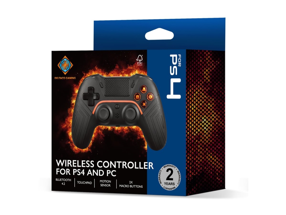 Deltaco Gaming Wireless Bluetooth Controller with Macro Buttons for PS4 Svart