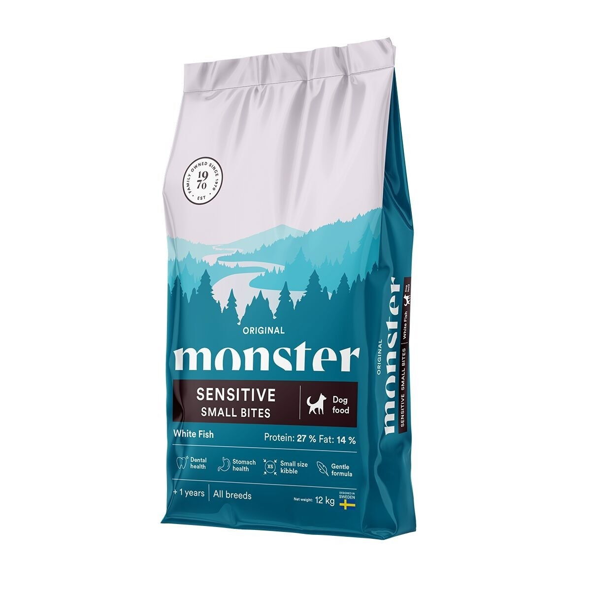 Monster Dog Original Sensitive White Fish Small Bites Torrfoder till Hund 12 kg