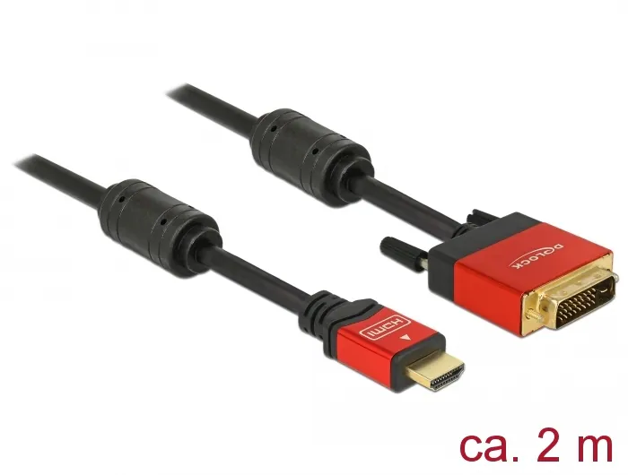 Delock HDMI till DVI 24+1 Kabel dubbelriktad 2m