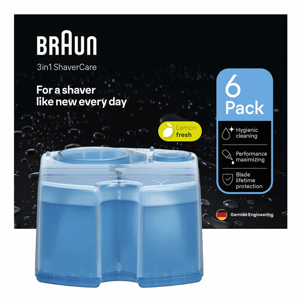 Braun CCR6 3-i-1 Shaver Care-rengöringspatroner, 6 st