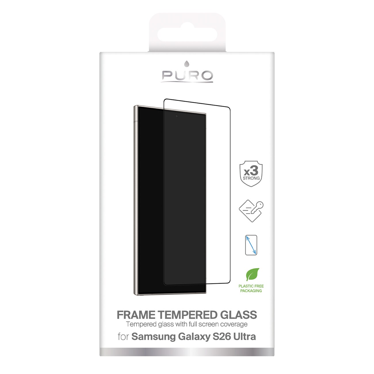 Puro Frame härdat glas för Samsung Galaxy S26 Ultra - med svart ram, bild 2