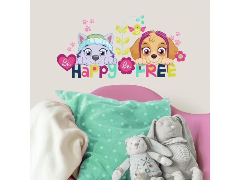 Paw Patrol Skye och Everest Be Happy väggstickers