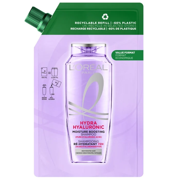 L'Oréal Paris Elvital Hyaluron Plump Shampoo For Dehydrated Hair 500 ml Refill, bild 3