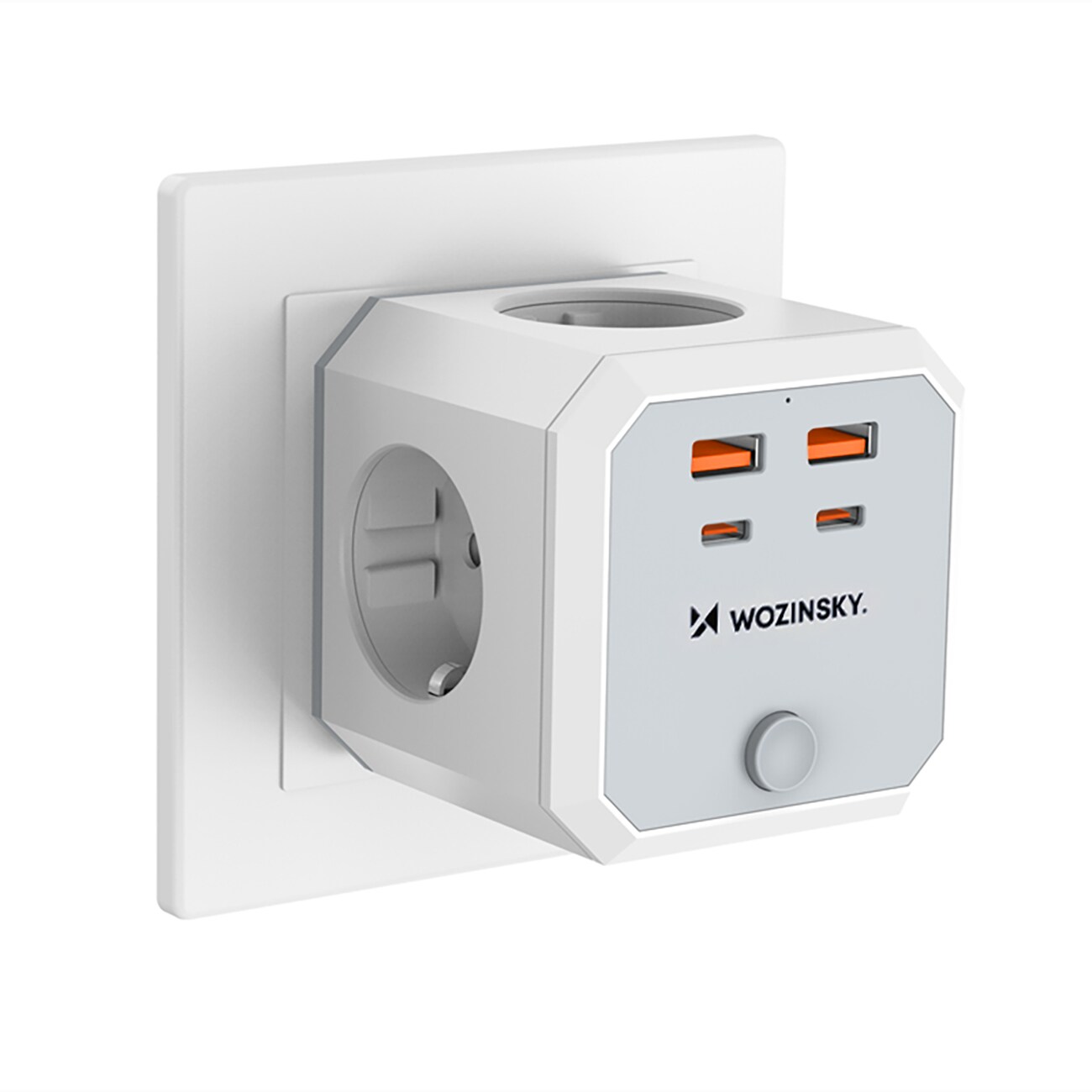 Wozinsky WKZ-4B Power Cube 3x växelström, 2x USB-A, 2x USB-C PD 20 W, 4000 W – Vit, bild 4