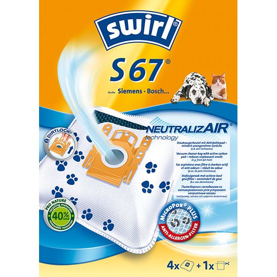 Swirl S67, Universal, Dammpåse, Vit, Låda, 4 styck