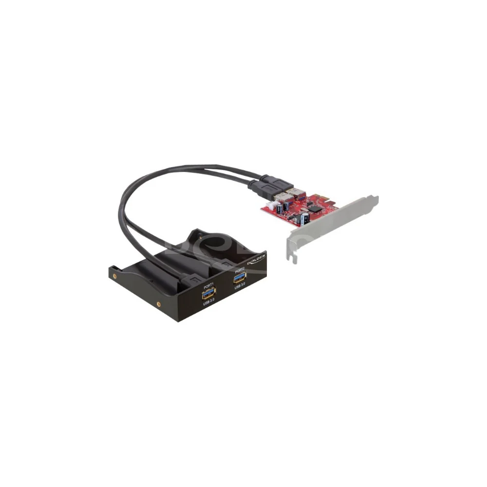 PCI-Express x1 kort, DeLock, 2xTyp A portar i fronten, floppy-ström, USB 3.0