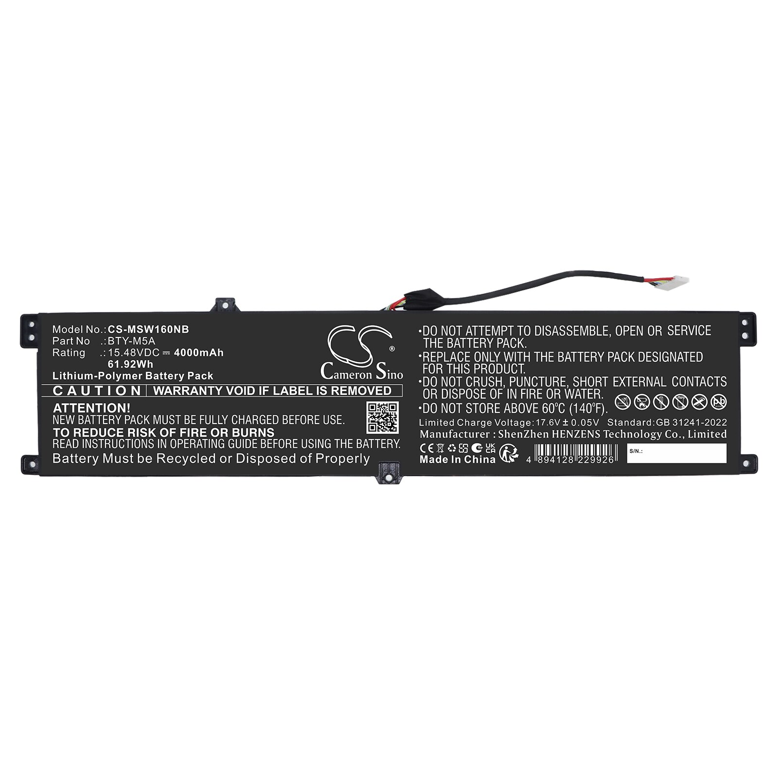 Batteri till Laptop, Bärbar dator för MSI B14VFKG-056UK, Sword 16 HX B14VFKG-056UK, bild 2