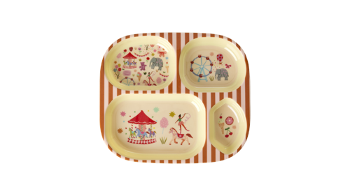 Rice - Melamine Kids 4 Room Plate with Fun Fair Print - Pink, bild 3