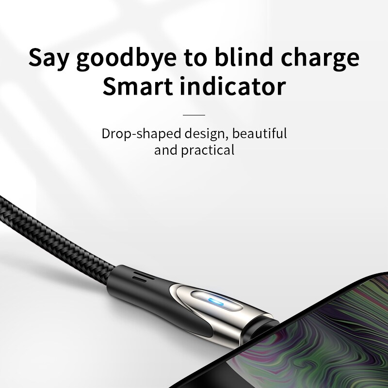 Joyroom Sharp Serie S-M411 USB-A / micro USB 3A 2m kabel med laddningsindikator - Svart, bild 5
