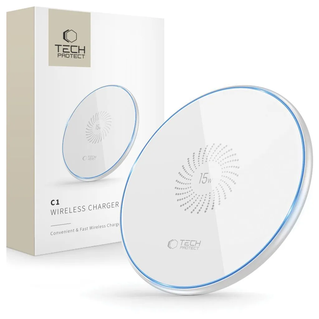 Tech-Protect C1 Trådlös Laddare 15W, 1m - Vit