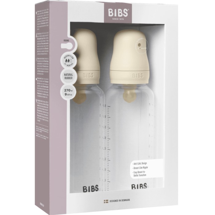 BIBS Nappflaska PP Latex 270ml Ivory 2p, 2 st