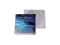 MediaRange Retailpack 50 CD Paperbag with Flagwindow - CD/DVD-fodral - kapacitet: 1 CD/DVD - vit