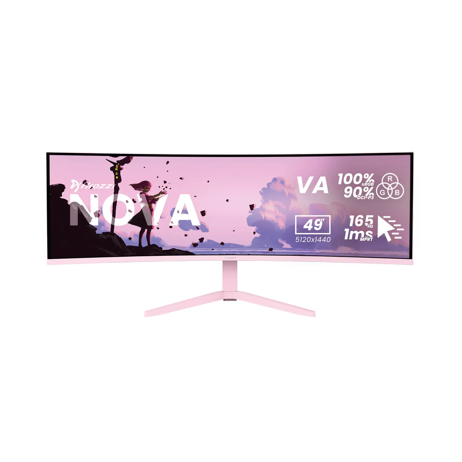 Arozzi Nova UWQHD | VA | 165 Hz | 49" gamingskärm (rosa)