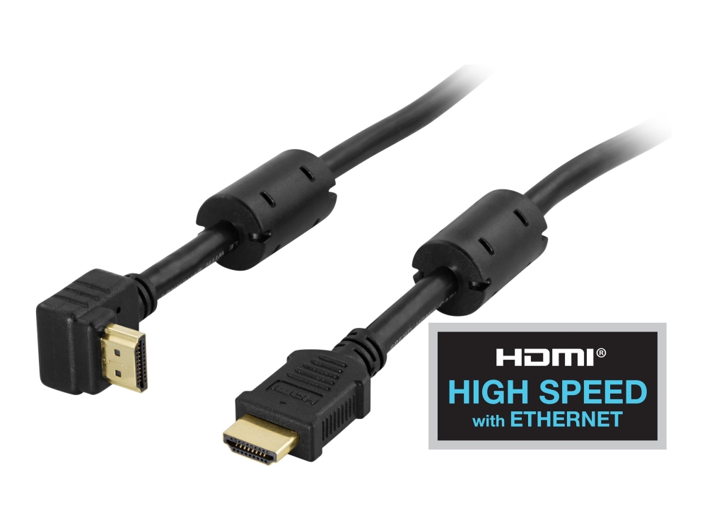 DELTACO HDMI-kabel 1.4 ha-ha Vinklad Svart 2 m, bild 2