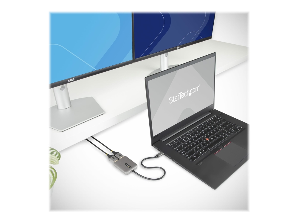 StarTech.com 2-Port USB-C MST Hub, USB Type-C to 2x DisplayPort Multi-Monitor Adapter for Laptop, Dual-DP up to 4K 60Hz w/ DP 1.4 Alt Mode & DSC, HDR, 1ft (30cm) Cable, USB Bus-Powered - Multi-Stream Transport Hub (MST14CD122DP) - Video/audiosplitter - 2 x DisplayPort - skrivbordsmodell