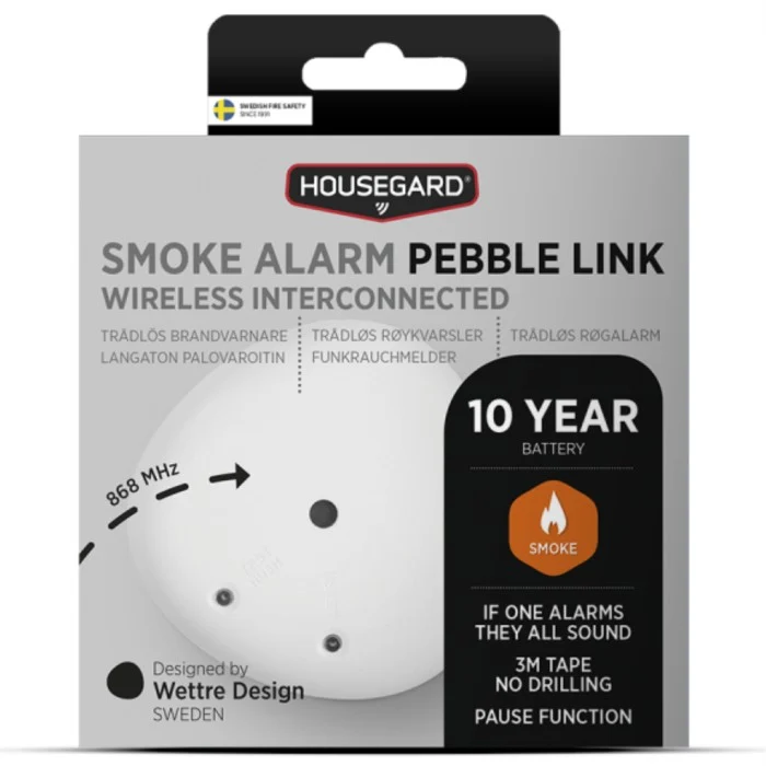 Housegard Pebble Link trådlös brandvarnare med inbyggt 10-årsbatteri