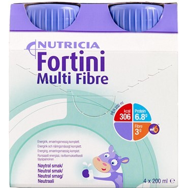 Fortini Multi Fibre, komplett barnkosttillägg, neutral, 4 x 200 milliliter