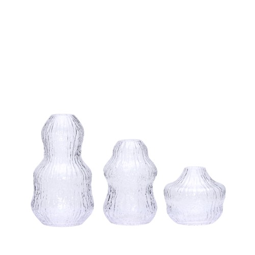 Hübsch - Fuyu Vases - Clear - Set of 3 - ø11xh20cm, ø10xh15, ø11xh10cm