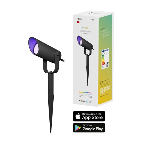 Hombli HBSL-0100, Smart spotlight, Bluetooth, Svart, Aluminium, Multi, 2700 K