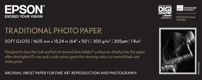 Epson Traditional Photo Paper, 64"/1626mm, 300g/m2, rulle 15 meter