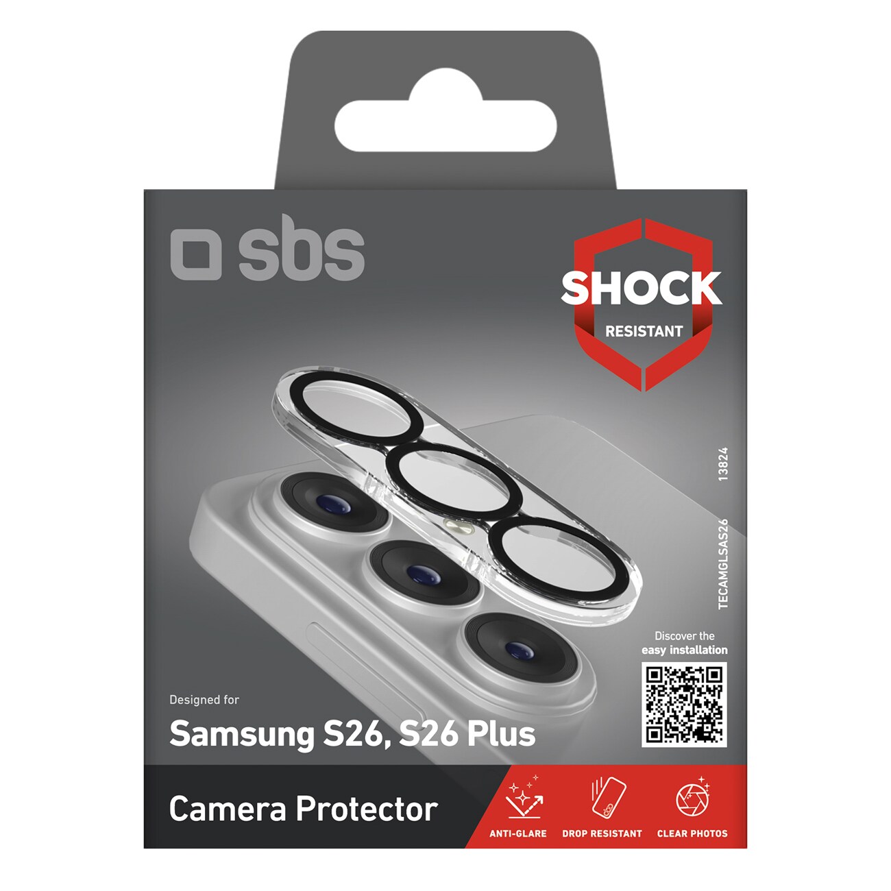 SBS skyddsglas för bakre kamera för Samsung Galaxy S26 - med svart ram, bild 2