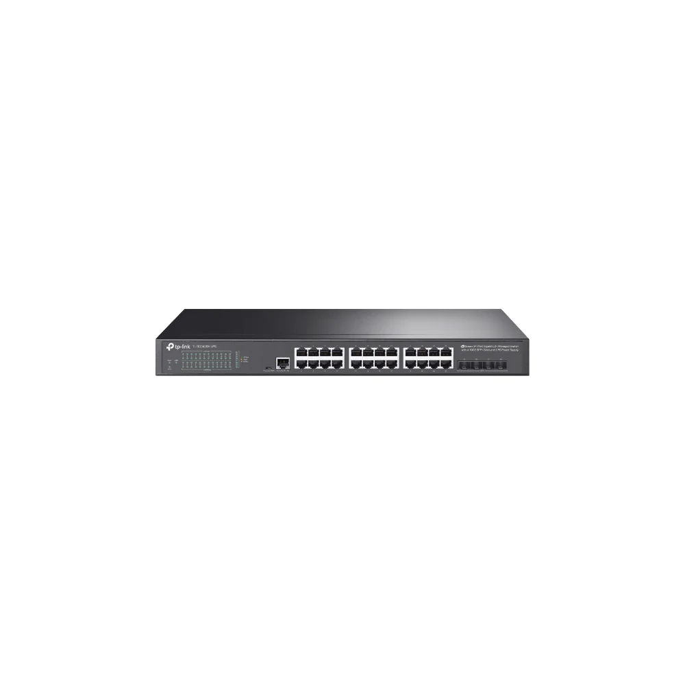TP-Link TL-SG3428X-UPS V1 JetStream 24-Port Gigabit L2+ Managed Switch med 4 10GE SFP+ Slots & UPS Power Supply
