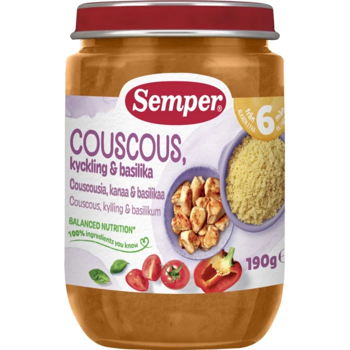 Semper Couscous med kyckling & basilika 6M 190 g