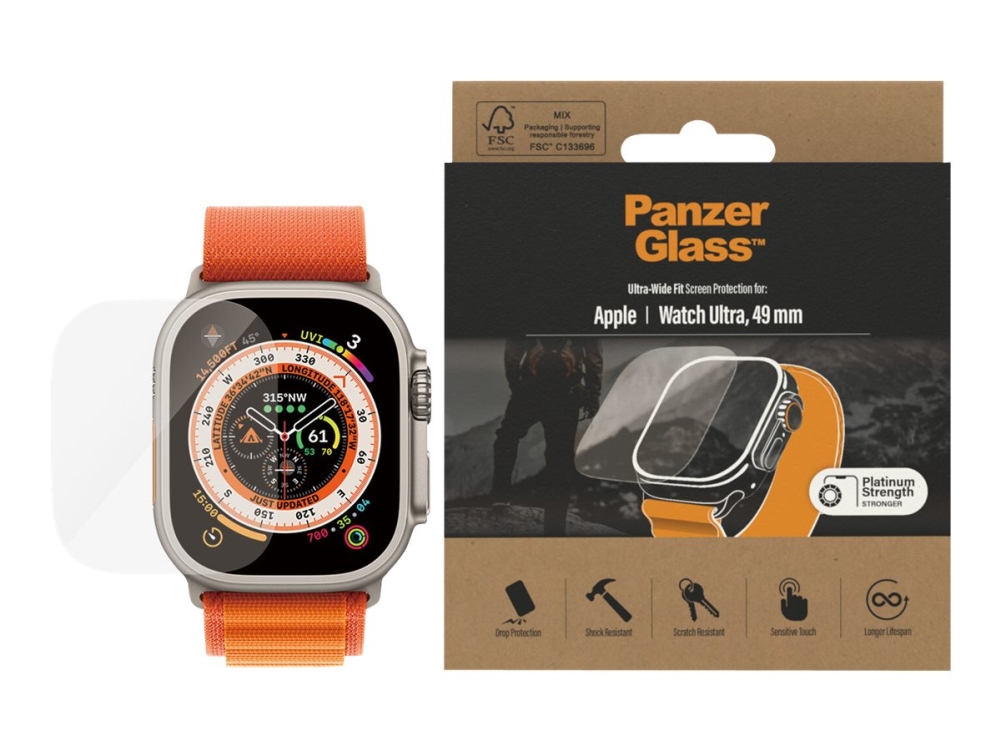 PanzerGlass skärmskydd Apple Watch Ultra/Ultra 2, transparent